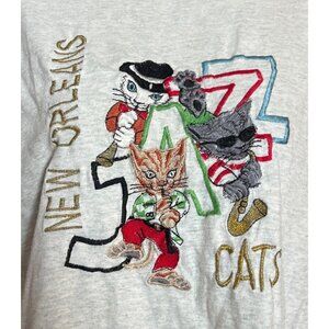 Vtg New Orleans Jazz Cats Embroidered Tee Shirt Fruit of the Loom USA M